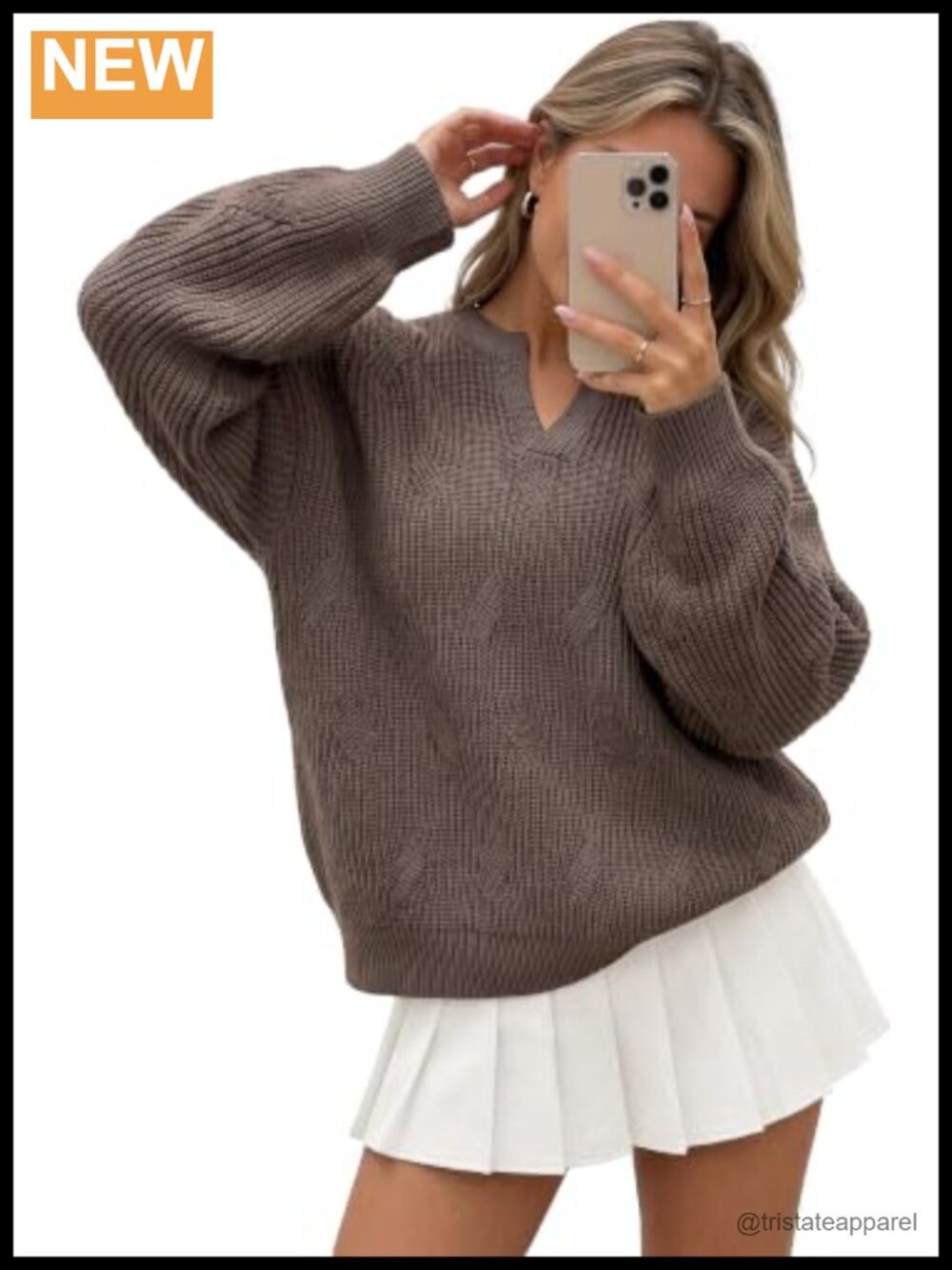 Wool Blend Oversized Chunky V-Neck Pullover Sweater Lantern Sleeve
